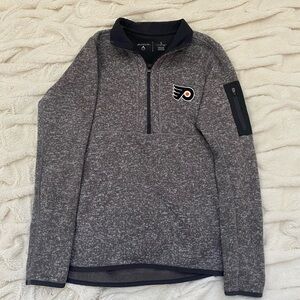 NWOT Philadelphia Flyers Antigua 1/2 zip jacket heathered grey sweater Sz S